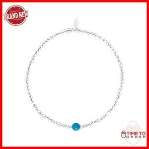 Sterling Silver Turquoise Beaded Stretch Bracelet - Stacking Elastic Ball Design